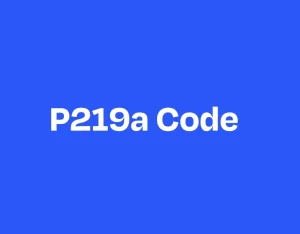 P219a written in white on a blue background
